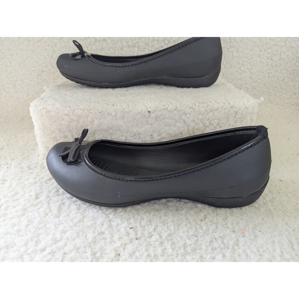 Crocs Lily Ballet Flats Business Casual Comfort‎ Slip On Shoes Bow Black Women 8